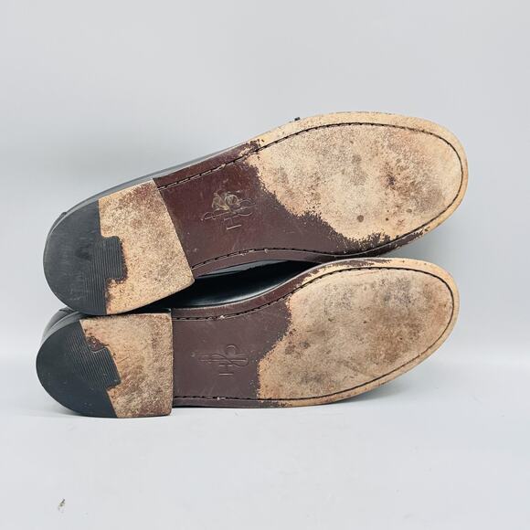 Cole Haan Shoes Mens 10 Black Leather Kiltie Fringe Loafers Buckle Slip On Dress - Picture 8 of 11